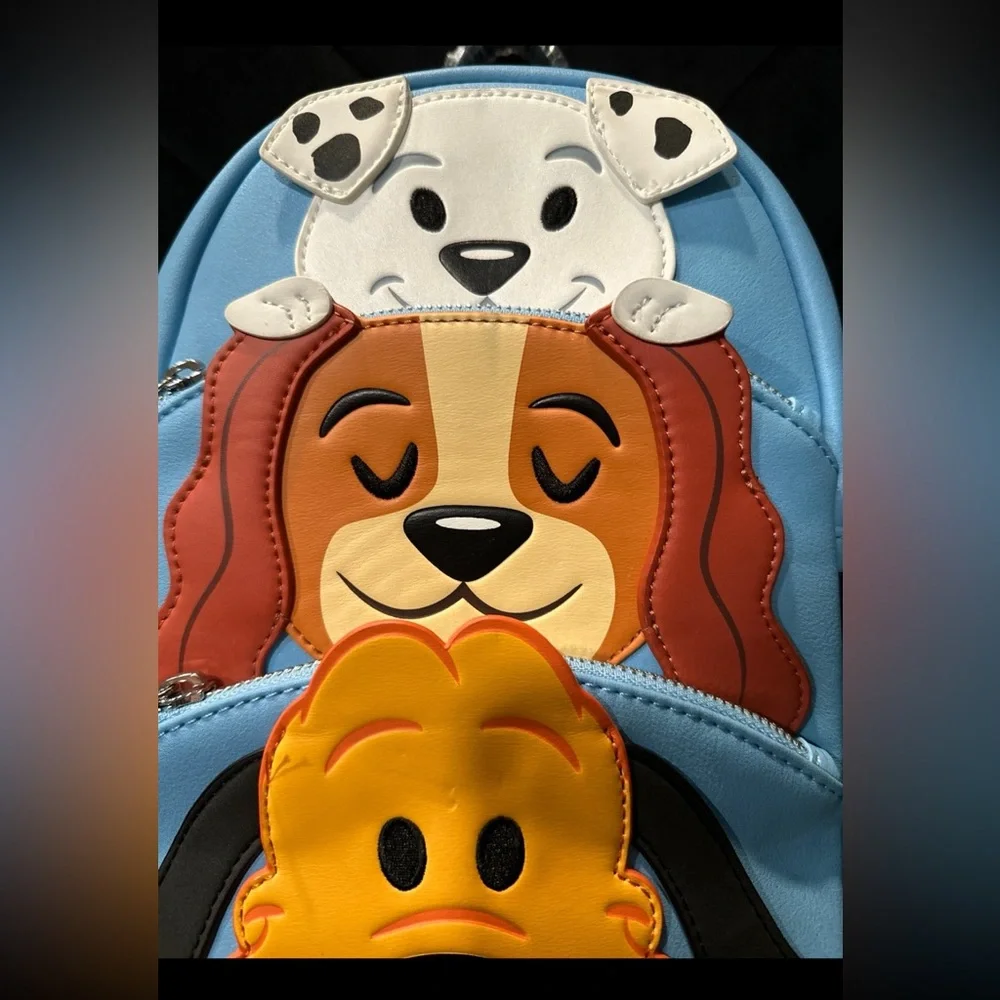 Loungefly Disney Parks Dogs Blue Figural Mini Backpack Bag Rolly Lady Pluto